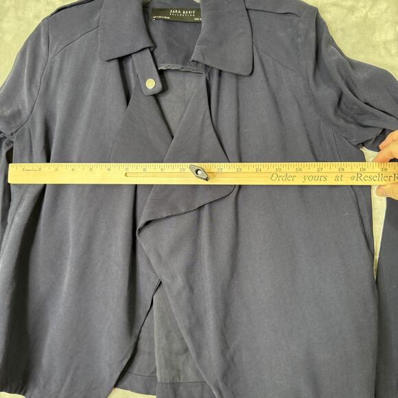 Zara Basic Collection Jacket Womens Medium Waterfall Open Front Pockets Draped B - Picture 6 of 9